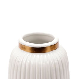 Vaza decorativa Ella Home, Luxe, ceramica, alb, 21 cm