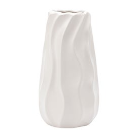 Vaza decorativa Ella Home, New Waves, ceramica, alb, 25 cm