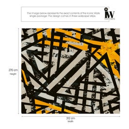 Fototapet vlies, Iconic Walls Black and Yellow ICWLP00417, 312 x 270 cm
