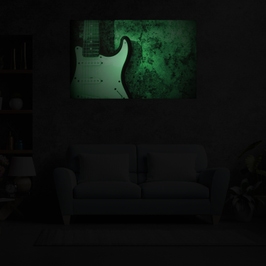 Tablou canvas luminos Chitara alba electronica, CLT0315, Picma, dualview, panza + sasiu lemn, 60 x 90 cm