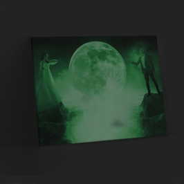Tablou canvas luminos Unire sub luna, Picma, dualview, panza + sasiu lemn, 60 x 90 cm
