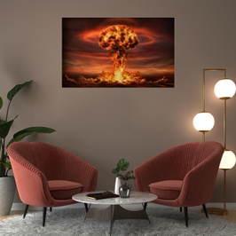 Tablou canvas luminos Eruptie vulcanica, Picma, dualview, panza + sasiu lemn, 40 x 60 cm