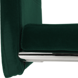 Scaun bucatarie / living fix Abira New, tapitat, metal cromat + material textil verde