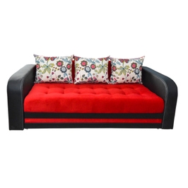 Canapea extensibila 3 locuri Delta, cu lada, rosu + negru, 230 x 109 x 80 cm, 4C