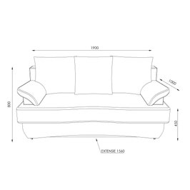 Canapea extensibila 3 locuri Alex, cu lada, maro, 190 x 95 x 80 cm, 2C