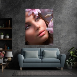 Tablou canvas Fata cu flori, CT0306, Picma, standard, panza + sasiu lemn, 40 x 60 cm