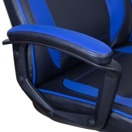 Scaun birou gaming Doctor Shield Level, rotativ, imitatie piele, negru + albastru, 1C