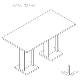 Masa bucatarie fixa Tasha, dreptunghiulara, 4 persoane, stejar bardolino, 139 x 68 x 74 cm, 2C