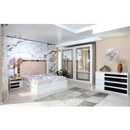Dulap dormitor Opera L250/H230, alb craft, 2 usi glisante, cu oglinda, 250 x 65 x 230 cm, 10C