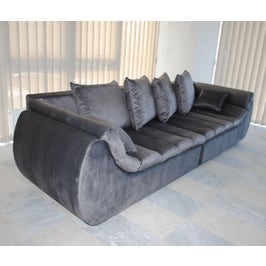 Canapea extensibila 4 locuri Party, cu lada, gri petrol, 300 x 105 x 75 cm, 4C