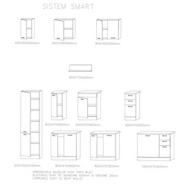 Corp inferior bucatarie Smart 600, cu blat, pentru cuptor, stejar A458 + crem mat, 60 x 60 x 85 cm, 2C