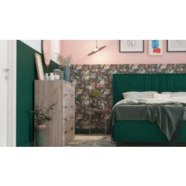 Pat dormitor Emerald, matrimonial, tapitat, cu lada, verde smarald, 160 x 200 cm, 5C