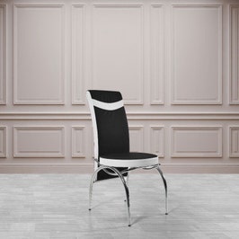 Set masa extensibila cu 6 scaune tapitate Olimpia, bucatarie, negru + alb, 3C