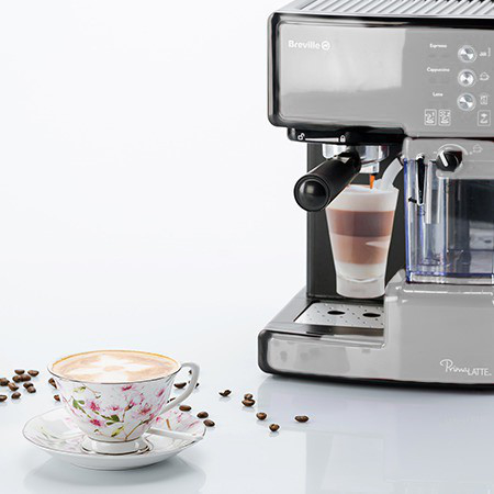 Dedeman - cafea Breville Prima Latte Silver VCF045X-DIM, cafea macinata + capsule, 15 1050 W, capacitate 1.5 litri, recipient lapte detasabil 0.3 litri, functie sistem termoblock, argintiu + negru - Dedicat planurilor