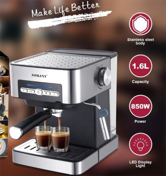 Dedeman Espressor cafea Sokany SK6862, cafea macinata, 15 bar, 850 W